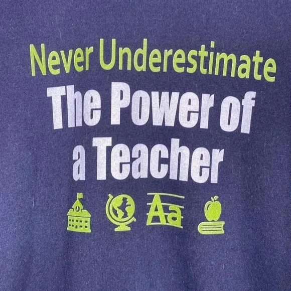 Sweatshirt Crewneck Vintage School Teacher Unisex Men's Sweater Navy Large - Picture 2 of 7